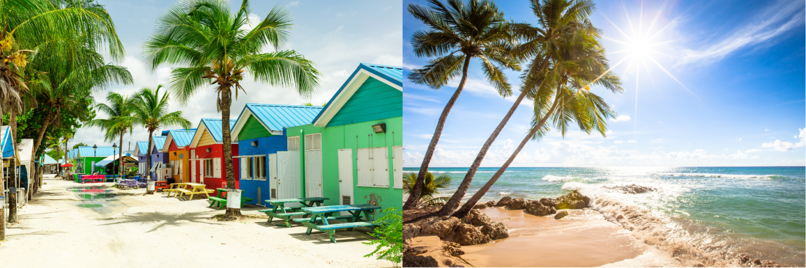 Barbados - colourful houses & beach