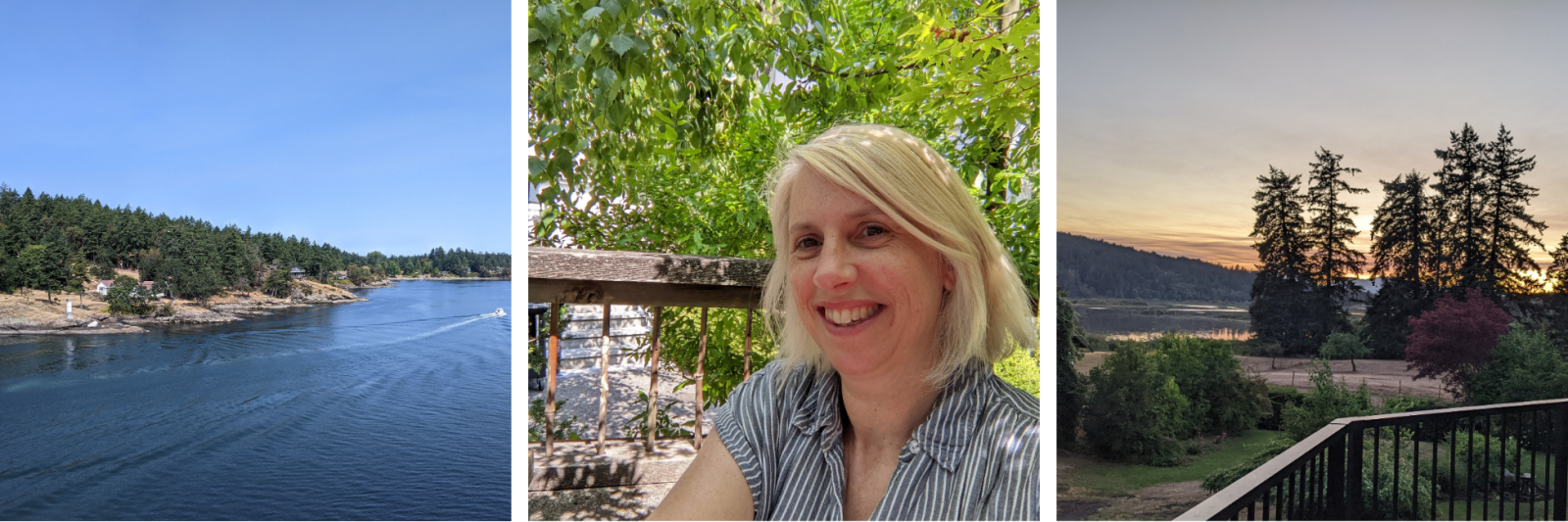 Ferry to Vancouver Island, Lunch at Cuckoo in Coombs, Island sunset