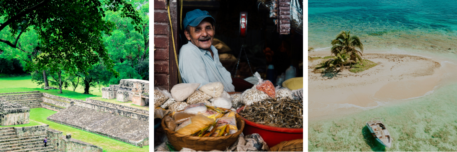 Copan Ruins, Local shopkeeper, Tropical island