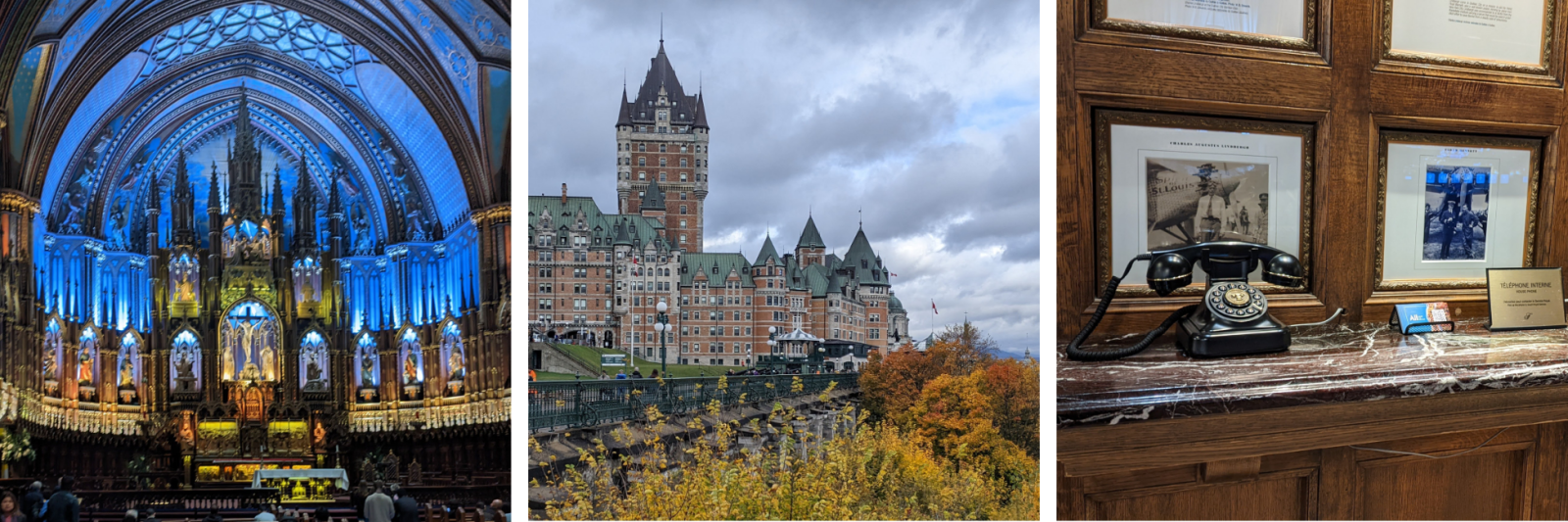 Notre-Dame Basilica, Fairmont Le Chateau Frontenac, Old fashioned phone in Le Chateau Frontenac