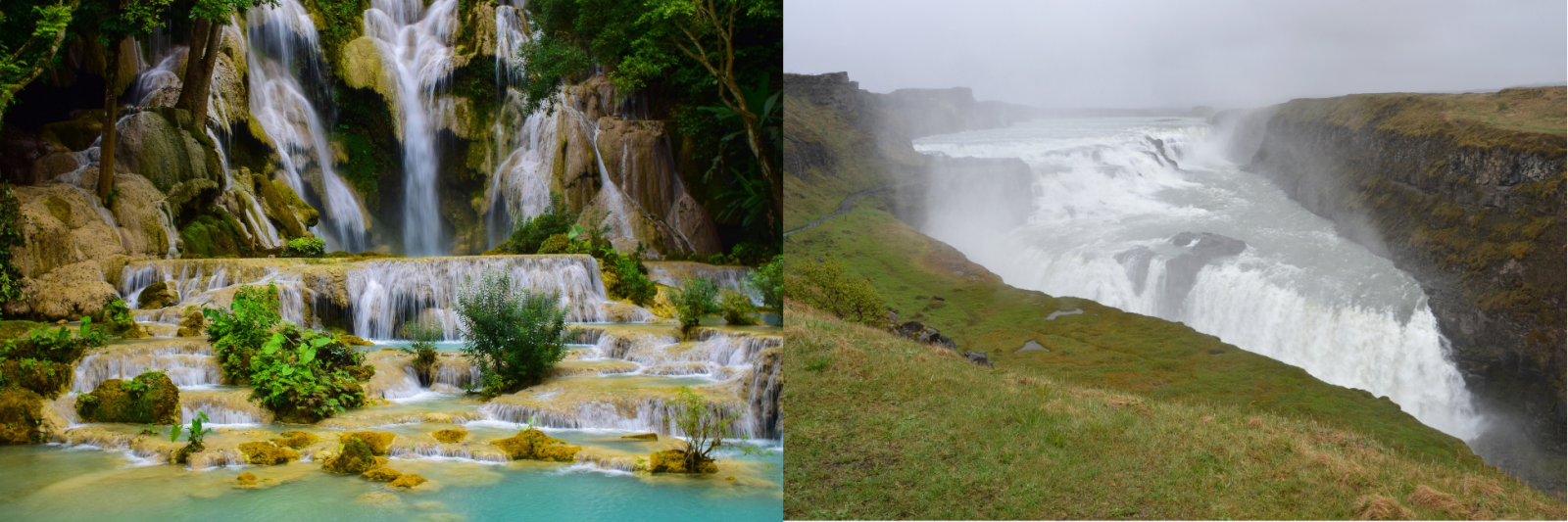 Waterfalls - Kuang Si & Gullfoss