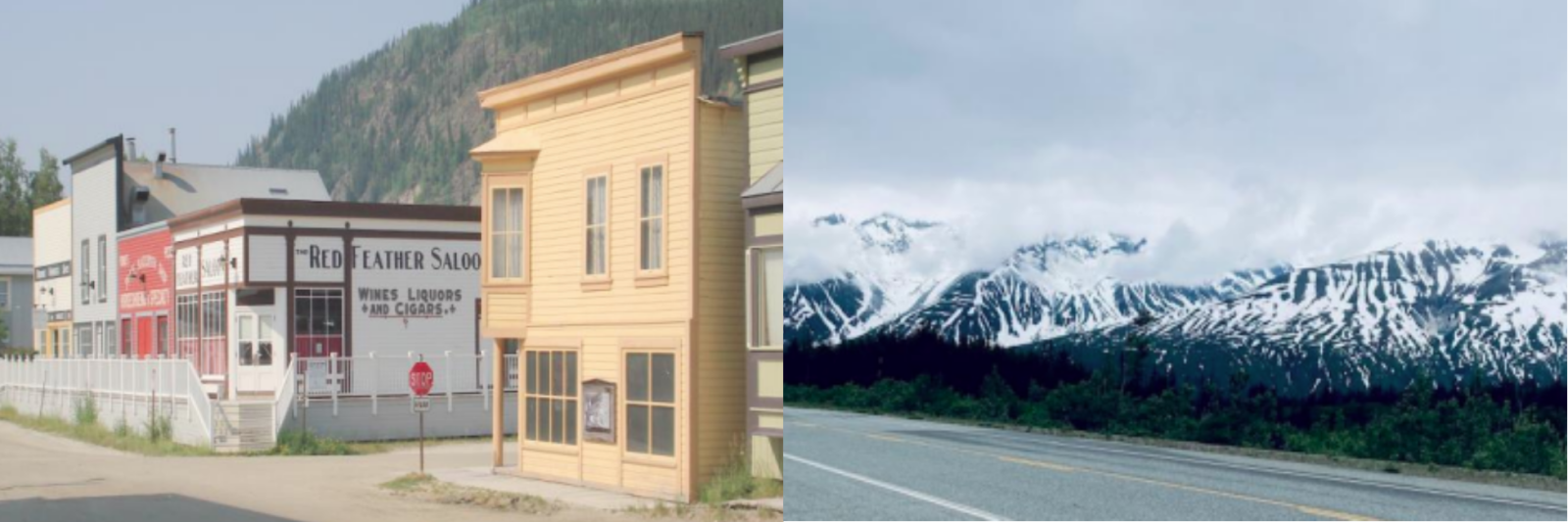 Dawson City & Snowy Mountain view